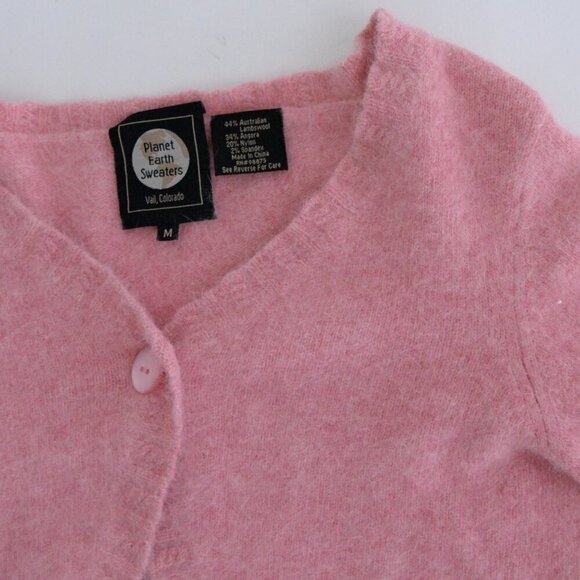 Planet Earth Pink 44% Australian Lamb Wool 34% Angora Fine Knit Crop Sweater M - Picture 9 of 12